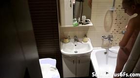 ”My naked GF washing up in the bathroom is exactly what you need to strok”