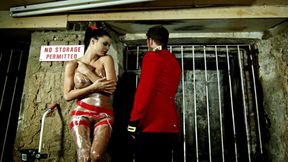 Famous French pornstar slut tied up and fucked wrapped in nylon