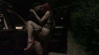 Big Titted red haired enjoy outdoors sex