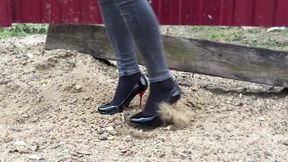 High heels destruction, crush ice, heels wrecked in sand, high heels broken
