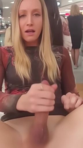 masturbating, a young, blonde Caucasian transgender, video created by AI