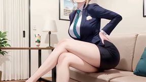 Office to Bedroom Taboo Contrast, Silver-haired Partner Watching Jealously. She Dares to Be so Lazy and Teasing in Private?