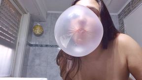 Making big bubblegum bubbles before shower - Bunny Looner [LOWRES]