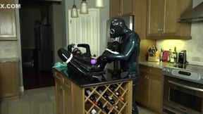 Black Latex Catsuit Restained