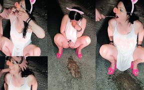 Best Hot MILF Humiliated Outdoor with Piss and Cum Pig Play