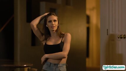 Handsome dude lets his shemale stepsister fuck his ass