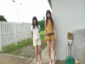 Asian Teens 18+ Chiwa & Anri Get Wild Outdoors - Steamy Natural Encounter