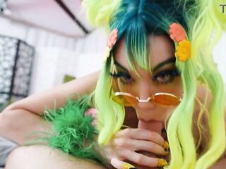 Duett got her unfathomable mouth constricted vagina and BIGGEST BAZOOKAS SCREWED - COSPLAY - Little Puck