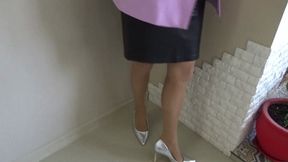 teases with his legs during the break