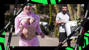 Sexy blonde MILF seduces stepson and makes him shave her snatch