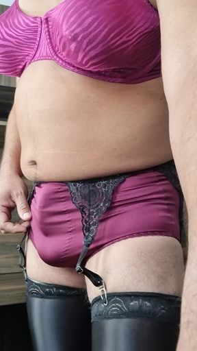 Vintage Nylon Lingerie, the Aunty Lets Us See Her Lingerie While She Is Modeling It and Touching Herself
