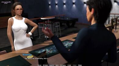 BARS Part 9 ASMR Russian voice Big Tits Brunette Cartoon game walkthrough she gets lesbian kissing
