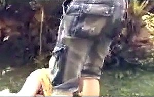 Dirty tranny fucks guy in the street