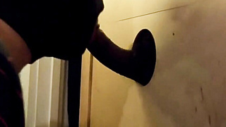 BBC getting sucked at homemade glory hole with CIM 9