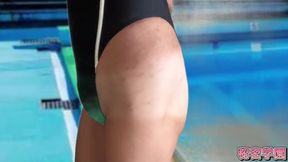 Ripped High-Leg Swimsuit Tranny Cock Gushed Dry By Pool Dildo Destroyer