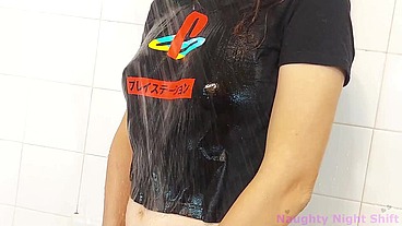 nerdy step sister masturbates in shower - Naughtynightshift