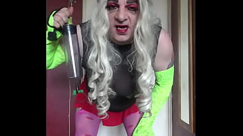 bisexual crossdressing sissy piss slut loves to swallow his pee and cum together