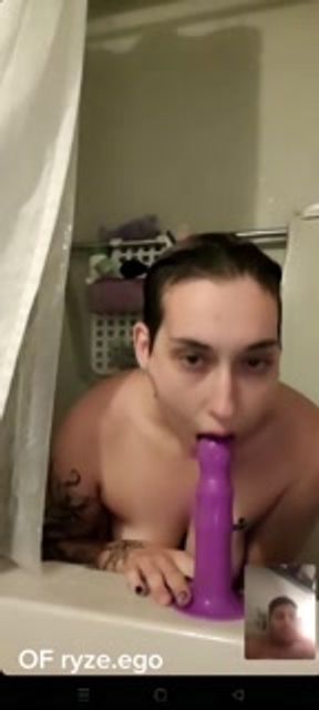 Cam with my boyfriend Joy and riding dildo in shower