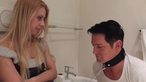 Ass licking in the restroom