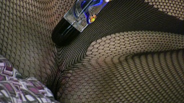 Purefilmstv - Dark-haired girl rips off fishnet stockings to masturbate
