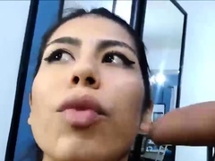 Hot latina suck and fuck big cock shemale and gets facial li