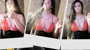 Custom - Sexy PVC and Corset with Lots of Nose Exhales - Marlboro Red 100s