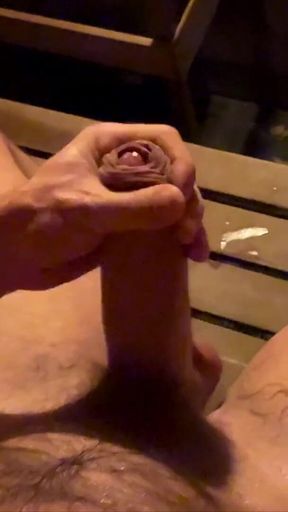 Jacking off in the Hotel Sauna