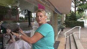 Blonde German cougar rides big dick in rented room