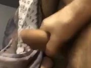 Hot Teen jerks off huge Italian Dick until dry orgasm