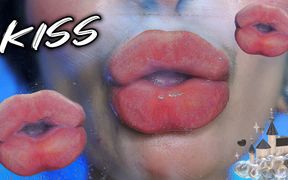 Intimate Close-up Clear Lipgloss Spitting Kiss