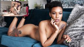 ”Black chick Nikki Darling is taking a hard pounding on the couch”