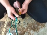 bladder filled and spilled urethra penetration catheter sounding pee pissing CBT