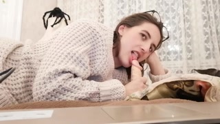 Dildo Throating on Cam