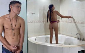 I Hide in My Shy Step Sister&#039;s Shower and End up Giving Her the Best Fuck of Her Life Until I Cum on Her Face