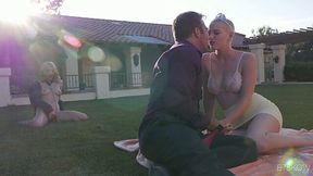 Humiliated bald headed Canadian whore Riley Nixon is comforted by one horny man