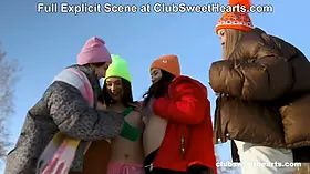 Playful 18yo Lesbians Playing with Snow at ClubSweethearts