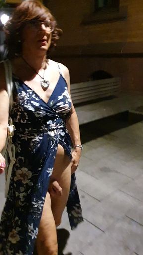 Naked under the dress, a walk through the city