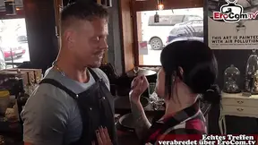 German Girl gives a sloppy hand job to stranger at the KitKat Club Berlin