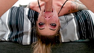 KARMA RX Sexy Big Tits Tattoed Hottie Huge Cock POV Blowjob All The Way Down Deepthroat Facefuck and Cum Swallow