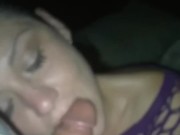 Sloppy Cock Gobbler hotwife Sunshyne sucks Texas' big dick! Dick to mouth fixation! spun BWC craving