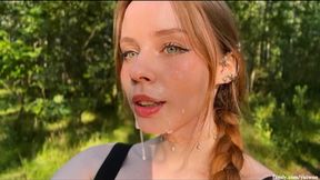 Blonde's Juicy Blowjob in the Woods: Emerald Eyes&#x71C3;&#x6599;!