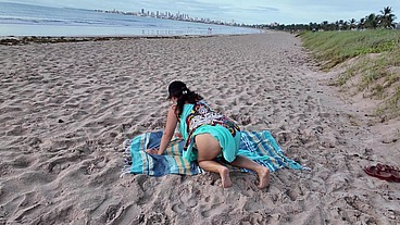 I asked my Stepson to give me a Massage on the Beach, but he turned out to be a real brat...