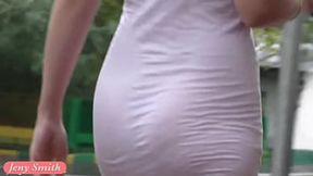 Jeny Smith wears a translucent mini dress publicly