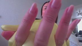Sexy silk yellow gloves will make you cum d