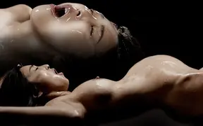 Asian babe takes load after load of cum in her pussy and belly