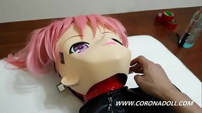 Hot JoJo plays with herself in 3-layer mummification bondage