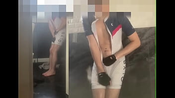 This young cyclist boy made it to the bathroom but still wets himself as he can&#039_t hold pee any longer