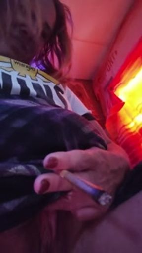 Smoking weed with my hairy cougar pussy up skirt showing off for you. Smoke sesh with me.