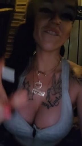 Smoking babe KandyxB with a titty peek, part 1