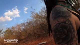 OUR FIRST VID! VERY RISKY PUBLIC FUCK ALONG THE HIGHWAY - HAVEAGOODTRIP